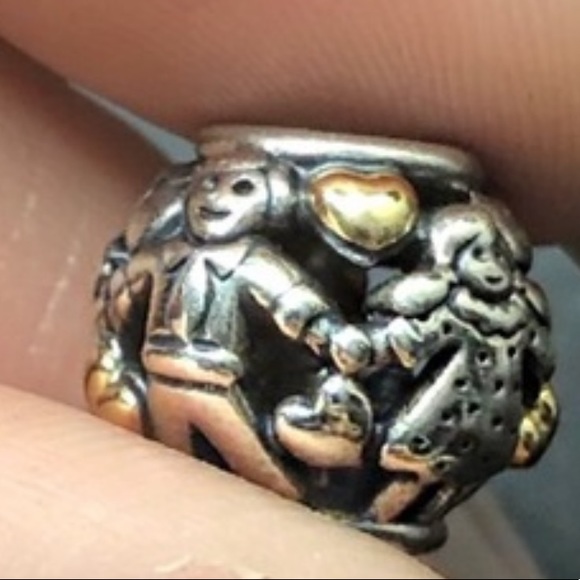 Auth. Retired Pandora Two Tone Family Forever Charm - Picture 3 of 9